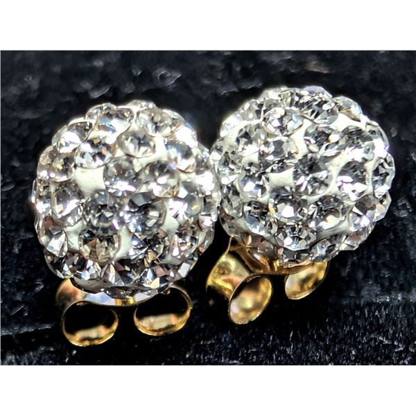 10K(0.59G), CRYSTAL BALL EARRING, SUGGESTED RETAIL VALUE $240