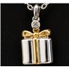 Image 1 : SILVER(4.3G), NATURAL DIAMOND (0.01CT) NECKLACE 15"