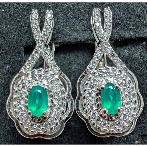 SILVER(5G), GREEN ONYX (0.5CT) EARRING, SUGGESTED RETAIL VALUE $400