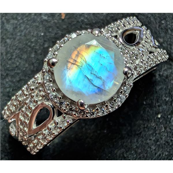 SILVER(4.3G), MOONSTONE (1.5CT) RING, SUGGESTED RETAIL VALUE $300
