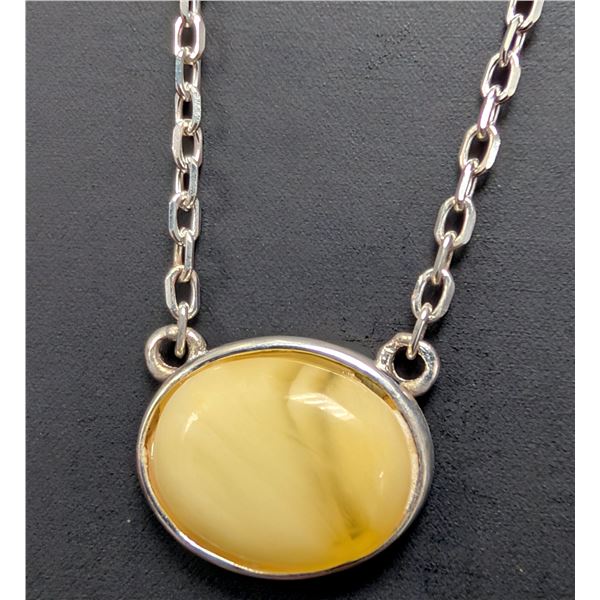 SILVER(4.48G), AMBER NECKLACE 16-18", SUGGESTED RETAIL VALUE $300