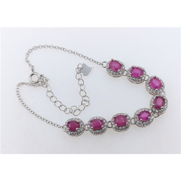 6.2 GRAM CERTIFIED SILVER RUBY GEMSTONE BRACELET ($4,237 APPRAISAL): *APPRAISAL NOT GUARANTEED*
