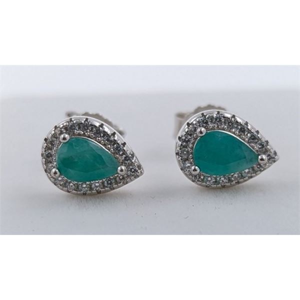 2.5 GRAM CERTIFIED SILVER EMERALD GEMSTONE EARRINGS ($1,416 APPRAISAL): *APPRAISAL NOT GUARANTEED*