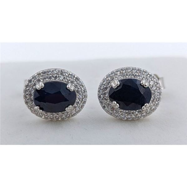 3.1 GRAM CERTIFIED SILVER SAPPHIRE GEMSTONE EARRINGS ($2,779 APPRAISAL): *APPRAISAL NOT GUARANTEED*