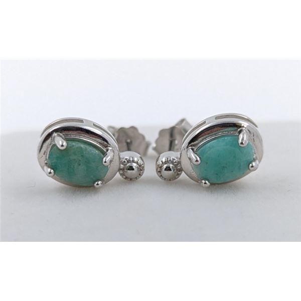 2.4 GRAM CERTIFIED SILVER EMERALD GEMSTONE EARRINGS ($1,731 APPRAISAL): *APPRAISAL NOT GUARANTEED*