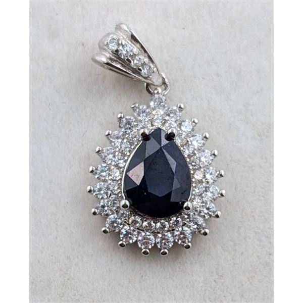 1.8 GRAM CERTIFIED SILVER SAPPHIRE GEMSTONE PENDANT ($1,490 APPRAISAL): *APPRAISAL NOT GUARANTEED*