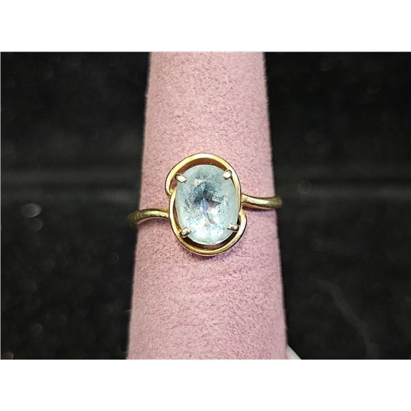 14KT OVAL CUT GEMSTONE RING: SIZE 7