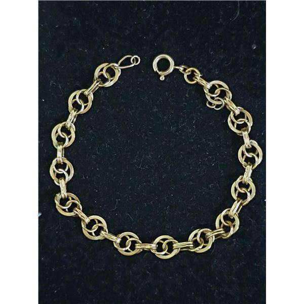 118KT GOLD TEXTURED CHAIN BRACELET: 7.9G