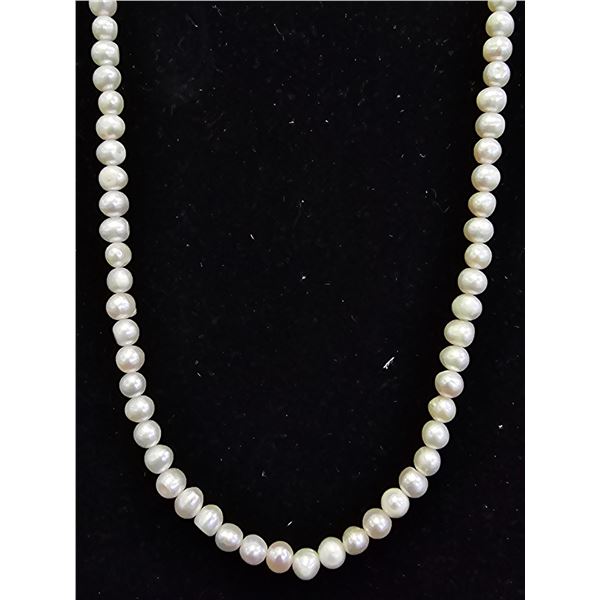 PINK LUSTER FRESHWATER PEARL NECKLACE WITH BARREL CLASP