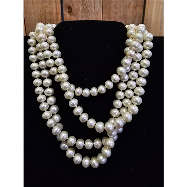 OPERA LENGTH INDIVIDUALLY KNOTTED FRESHWATER PEARL NECKLACE