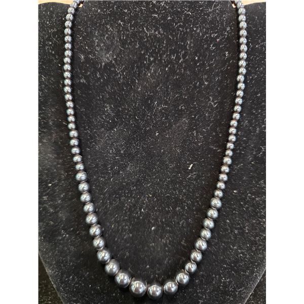HEMATITE BEAD NECKLACE WITH BARREL CLASP