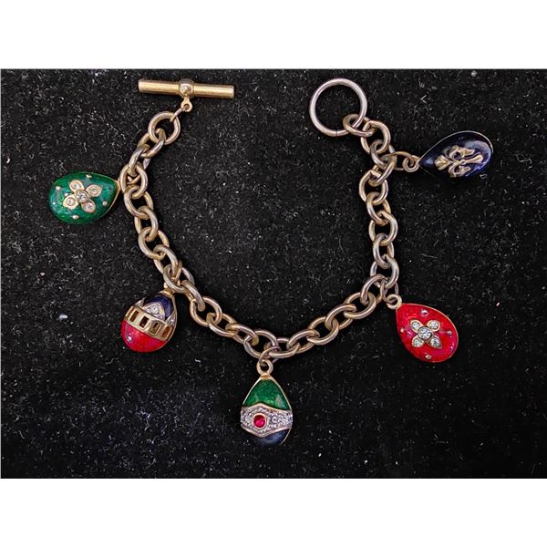 MUSEUM COMPANY COLLECTION FABERGE INSPIRED IMPERIAL EGG CHARM TOGGLE BRACELET