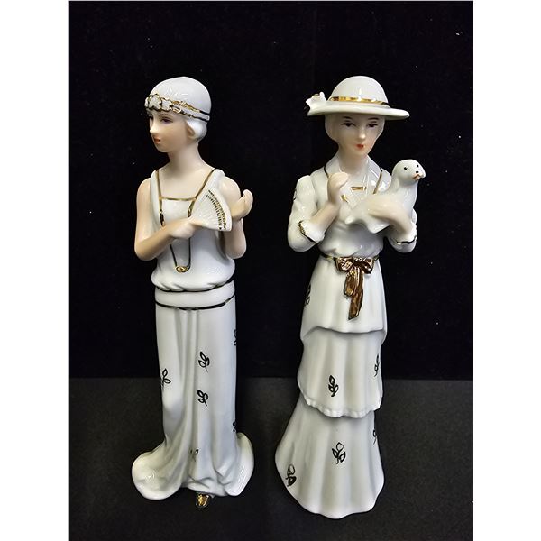 (2) VINTAGE CERAMIC 1920S-STYLE FLAPPER GIRL FIGURINES