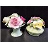 Image 3 : VINTAGE AMBER GLASS FIGURINE, GERMAN VASE & ASSORTED CHINA PORCELAIN FLORALS