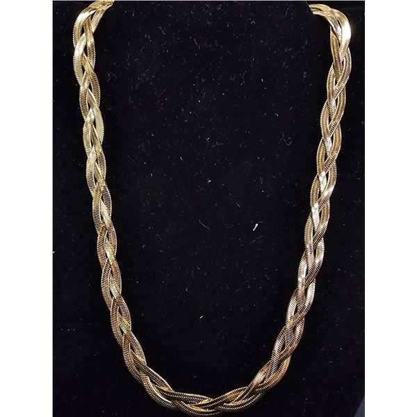 *NEW* 14K GOLD PLATED 8MM TRIPLE TWISTED SERPENTINE NECKLACE: 17.5" - 19.5" LONG