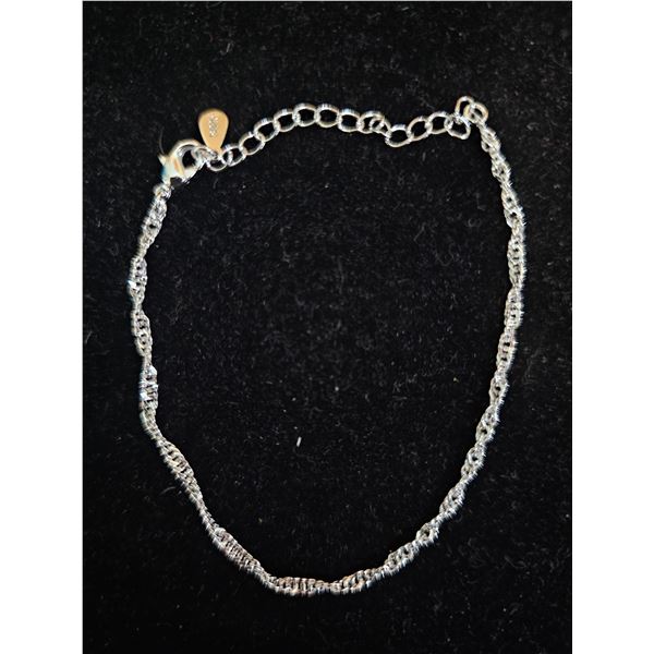 *NEW* .925 SILVER 2MM TWISTED BRACELET: 6.5" - 8.5" LONG