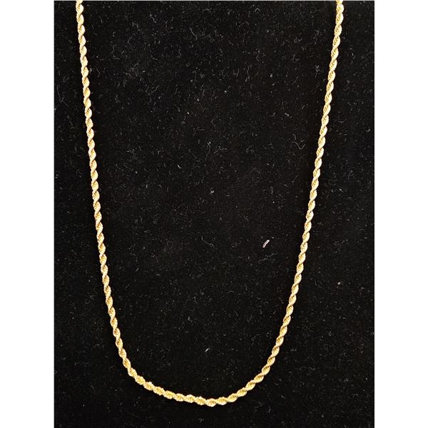 *NEW* 14K GOLD PLATED 2MM TWISTED ROPE NECKLACE: 23" LONG
