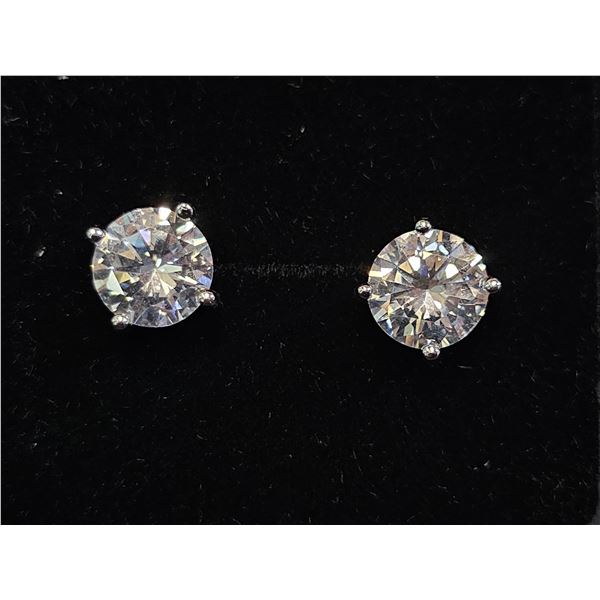 *NEW* .925 SILVER 2CT EACH SIMULATED DIAMOND (CZ) STUD EARRINGS