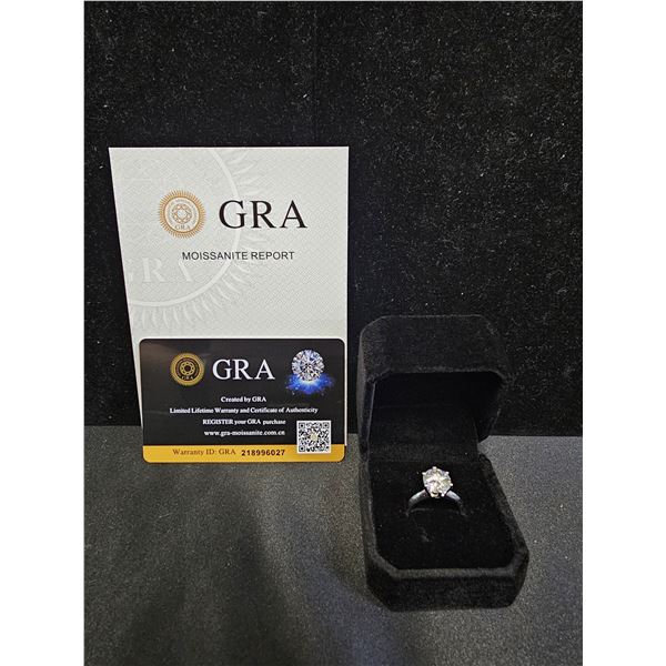 *NEW* .925 SILVER 3CT MOISSANITE LAB DIAMOND SOLITAIRE RING: RESIZEABLE