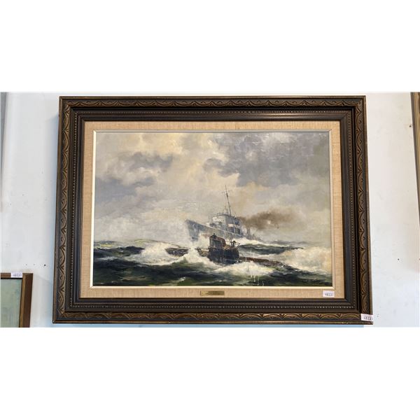 ROBERT MCVITTE "ABOUT TO RAM"  ORIGINAL OIL ON CANVAS PAINTING  (38" X 26" FRAMED)
