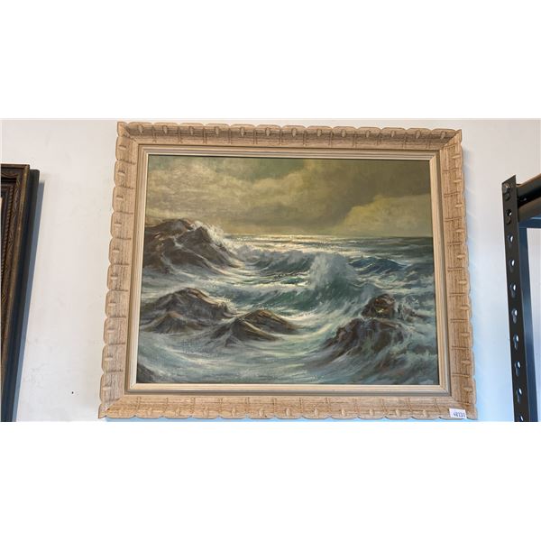 WALTER SAKS  "NEAR TOFINO" 1959 ORIGINAL OIL ON BOARD PANTING (27" X 33" FRAMED)