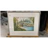 Image 1 : LISA BRAYHAM ORIGINAL WATER COLOUR PAINTING "DUCK POND SCENE" 20 1/4" X 16 1/4" FRAMED)