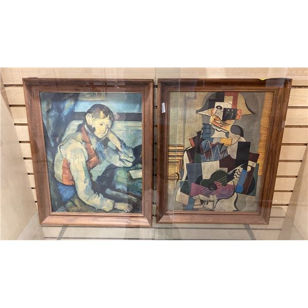PAIR OF VINTAGE MASTER PAINTERS PRINTS ON BOARD - PICASSO AND ? (EACH MEASURE 18 1/2" X 23" FRAMED)