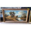 Image 1 : ORIGINAL OIL ON CANVAS PAINTING "COUNTRY COTTAGE SCENE" SIGNED WILLIAMS (55" X 31" FRAMED)