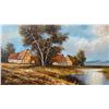 Image 2 : ORIGINAL OIL ON CANVAS PAINTING "COUNTRY COTTAGE SCENE" SIGNED WILLIAMS (55" X 31" FRAMED)