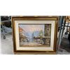 Image 1 : ORIGINAL OIL ON CANVAS PAINTING " CITY STREET SCENE" SIGNED (18 1/2" X 22 1/2" FRAMED)