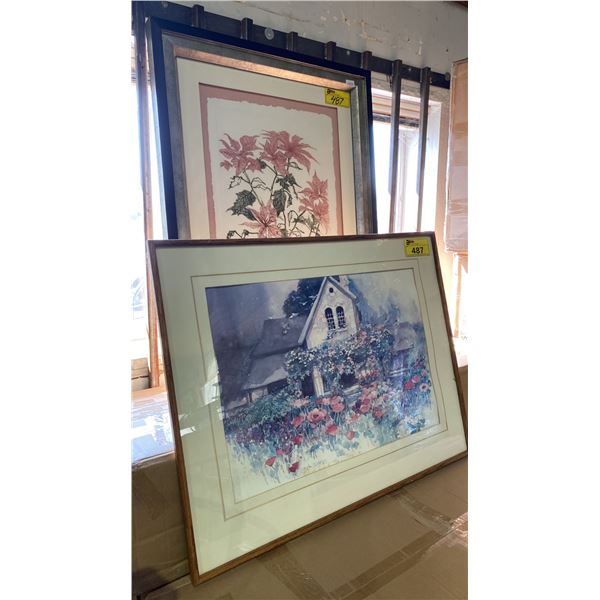 2 FRAMED FLORAL PICTURES - (1) ORIGINAL WATER COLOUR PAINTING AND (1) LIMITED EDITION PRINT