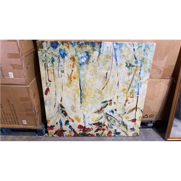 FLORAL ABSTRACT OIL ON CANVAS TRANSFER PRINT (50" X 50")