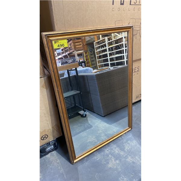 GOLD & BLACK PAINTED FRAMED WALL MIRROR (31 3/4" X 45 3/4")