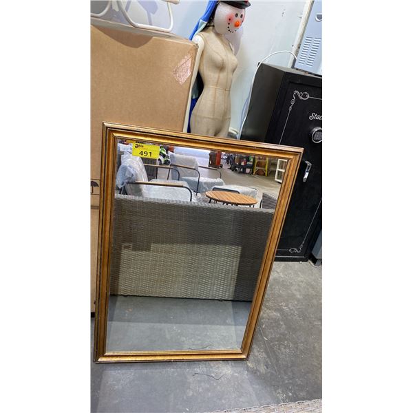 GOLD & BLACK PAINTED FRAMED WALL MIRROR (31 3/4" X 45 3/4")