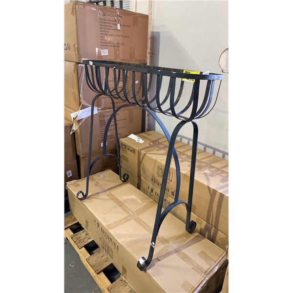 BLACK METAL LONG BED PLANT STAND (35 1/2" X 10 1/2" X 38" HIGH)