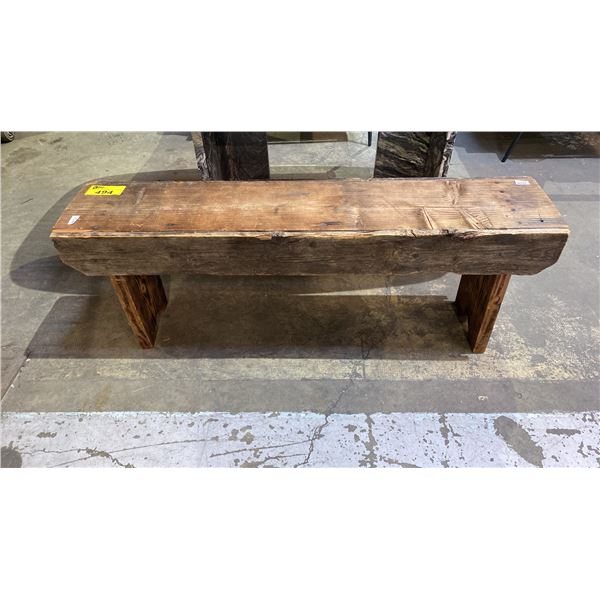 RUSTIC WOODEN BENCH SEAT (50" X 10 3/4" X 19" HIGH)