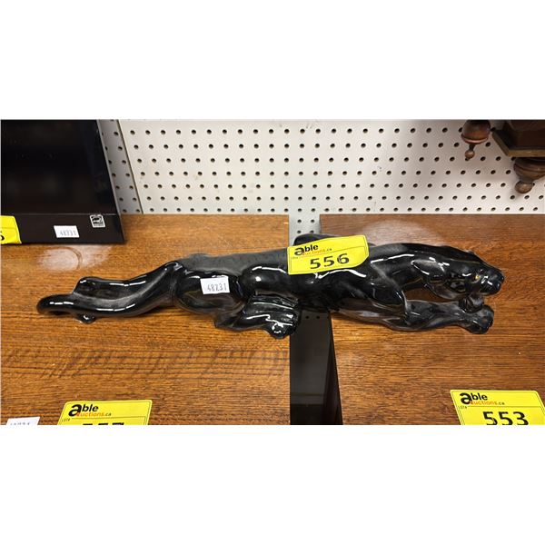 VINTAGE MCM 24" LONG BLACK CERAMIC STALKING PANTHER FIGURINE