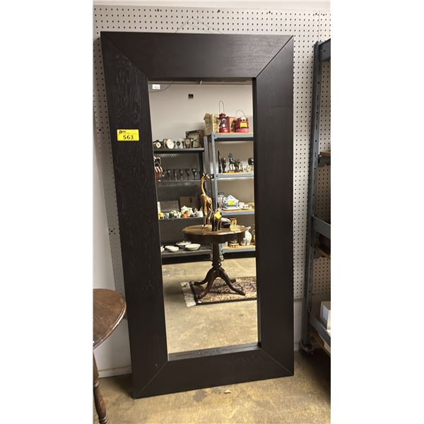 LARGE WOOD FRAMED WALL MIRROR: APPROX. 37"W X 75"H