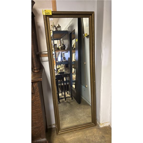 LARGE GILT-FRAMED WALL MIRROR: APPROX. 24"W X 65"H