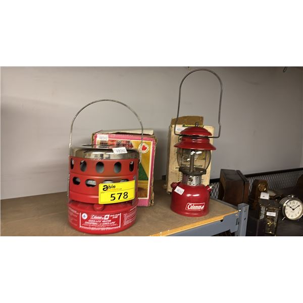 VTG. COLEMAN QUICK-LITE HEATER & VTG. COLEMAN SPORT-LITE KEROSENE LANTERN: BOTH W/ORIGINAL BOXES