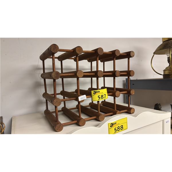 VINTAGE WOOD COUNTERTOP 12 BOTTLE WINE RACK