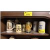 Image 1 : SHELF OF ASSORTED VINTAGE BEER STEINS