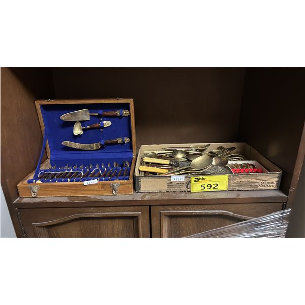 SHELF OF ASSORTED FLATWARE