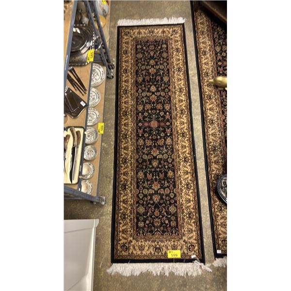 ASIAN DESIGN WOOL CARPET RUNNER: APPROX. 94" X 29.5"