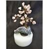 Image 1 : ROSE QUARTZ TREE WITH AMETHYST GEODE ON ROUND PEDESTAL