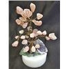 Image 2 : ROSE QUARTZ TREE WITH AMETHYST GEODE ON ROUND PEDESTAL