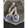 Image 2 : .925 SILVER BLUE SAPPHIRE EARRINGS WITH GGI CERTIFICATION