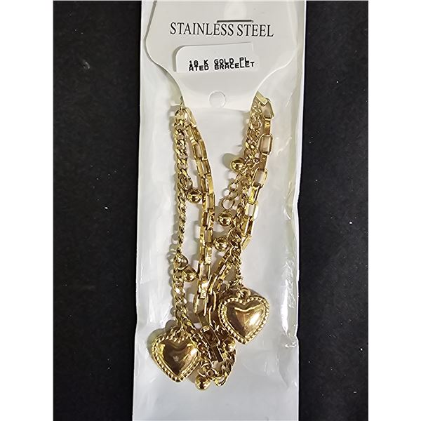 18KT GOLD PLATED BRACELET: STAINLESS STEEL WITH GOLD OVERLAY