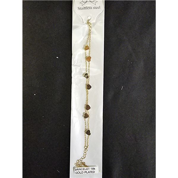 18KT GOLD PLATED BRACELET: STAINLESS STEEL WITH GOLD OVERLAY