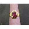 Image 2 : 22KT GOLD PLATED OVAL CUT NATURAL RUBY RING WITH NGTL CERTIFICATE: SIZE 5